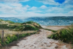 Wandeling in de duinen, acryl, 60 x 120
